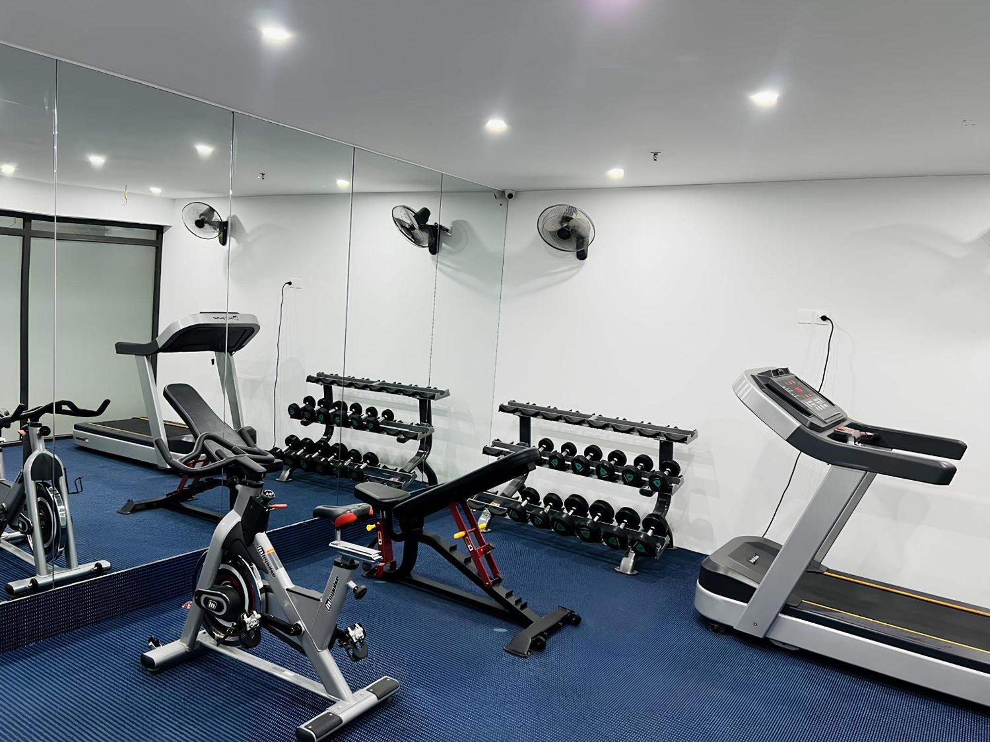 May De Ville Crown Hotel Hanoi Eksteriør billede A gym in a hotel